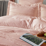 Gemarwel Pink Boho Comforter Sets - 3 Piece Bohemian Shabby Chic Farmhouse Bedding Sets, Jacquard Comforter Queen Set with 2 Pillow Sham (Pink)