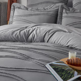 Gemarwel Grey Comforter Set, 3 Pieces Soft White Comforter, Lightweight Boho Tufted Bedding Set & Collections (Comforter & 2 Pillowshames)