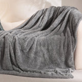 Fuzzy Faux Fur Throw Blanket for Couch, Extra Soft Warm Fluffy Fleece Blanket Throw for Couch, Sofa, Travel, Lightweight Decorative Grey