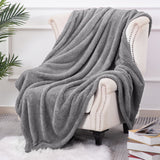 Fuzzy Faux Fur Throw Blanket for Couch, Extra Soft Warm Fluffy Fleece Blanket Throw for Couch, Sofa, Travel, Lightweight Decorative Grey