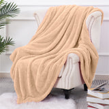 Fuzzy Faux Fur Throw Blanket for Couch, Extra Soft Warm Fluffy Fleece Blanket Throw for Couch, Sofa, Travel, Lightweight Decorative Beige