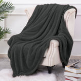 Fuzzy Faux Fur Throw Blanket for Couch, Extra Soft Warm Fluffy Fleece Blanket Throw for Couch, Sofa, Travel, Lightweight Decorative Dark Grey