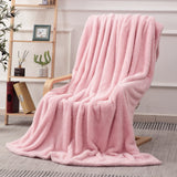 Fuzzy Faux Fur Throw Blanket for Couch, Extra Soft Warm Fluffy Fleece Blanket Throw for Couch, Sofa, Travel, Lightweight Decorative Light Pink