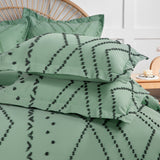 Gemarwel Green Duvet Cover Queen Boho- Queen Size Jacquard Tufted Geo Bedding Set, 3 Pcs Farmhouse All Season Textured Chic Duvet Cover with 2 Pillow Shams (Green, 90 x 90)