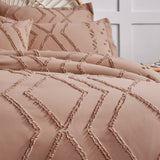 Gemarwel Pink Duvet Cover Queen Boho- Queen Size Jacquard Tufted Geo Bedding Set, 3 Pcs Farmhouse All Season Textured Chic Duvet Cover with 2 Pillow Shams (Pink)