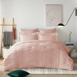 Gemarwel Pink Boho Comforter Sets - 3 Piece Bohemian Shabby Chic Farmhouse Bedding Sets, Jacquard Comforter Queen Set with 2 Pillow Sham (Pink)