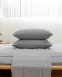 Gemarwel 100% Washed Linen Solid Sheet Set - Gray