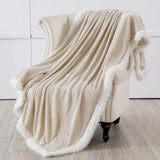 Gemarwel Sherpa Fleece Blanket Full Size -  Cream