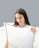 Gemarwel White Canadian Goose Down Pillow -Blue Edge