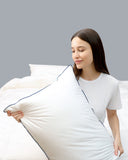 Gemarwel White Canadian Goose Down Pillow -Blue Edge