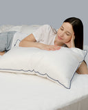 Gemarwel White Canadian Goose Down Pillow -Blue Edge